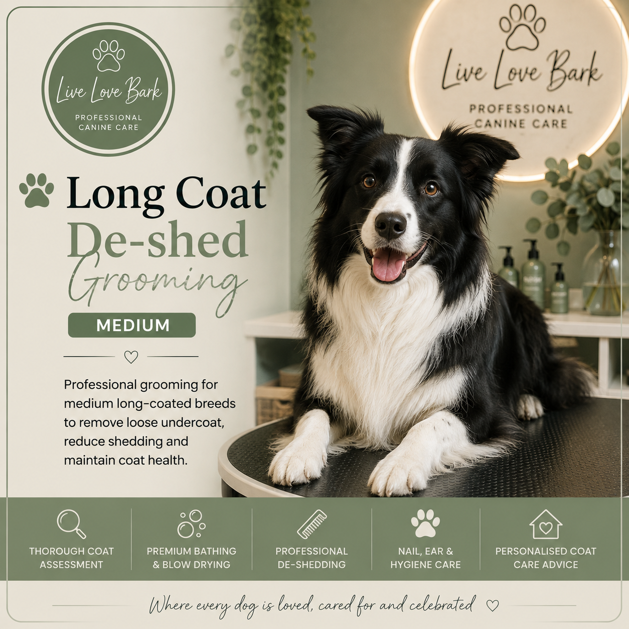 🐺 Long Coat De-shed Grooming (Medium)